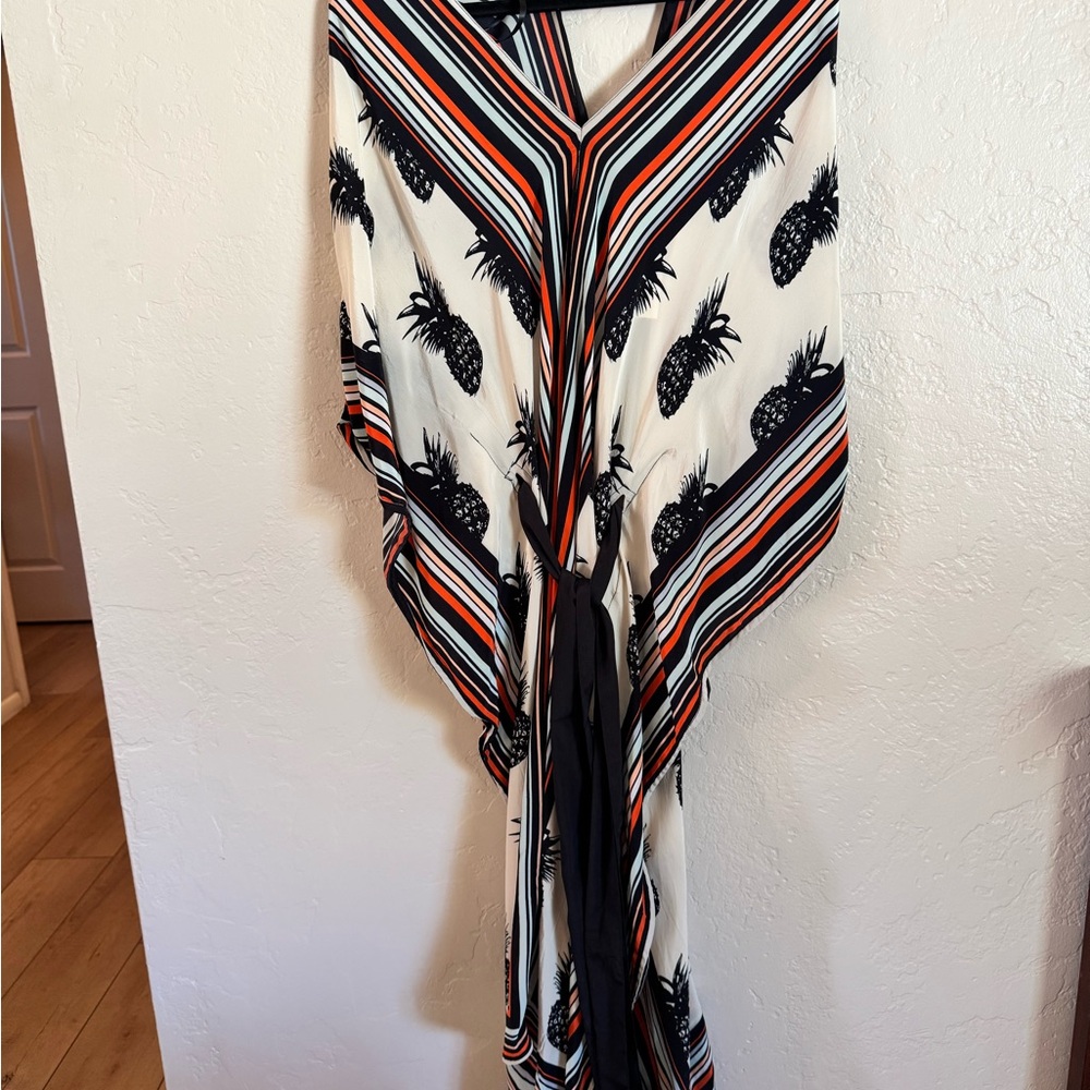 Scarlett Poppies Black & White Pineapple Print V-Neck Maxi Dress